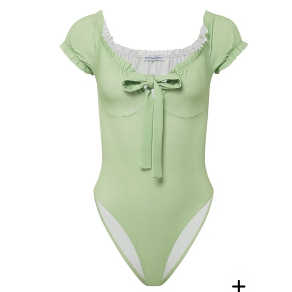 NWT TAYLOR OFF THE SHOULDER BODYSUIT IN GREEN - Picture 8 of 12